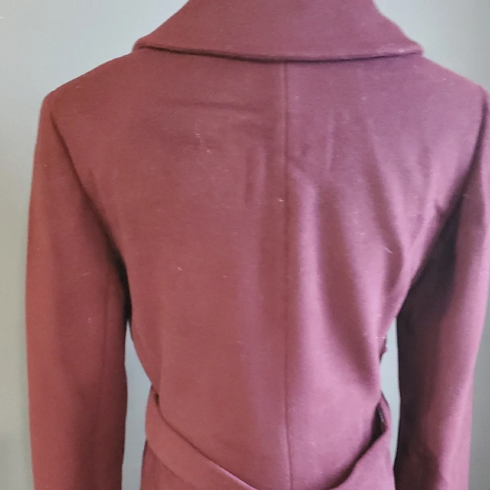 Armani Exchange Cashmere Blend  Plum  Pea  Coat  Size S - Picture 9 of 16